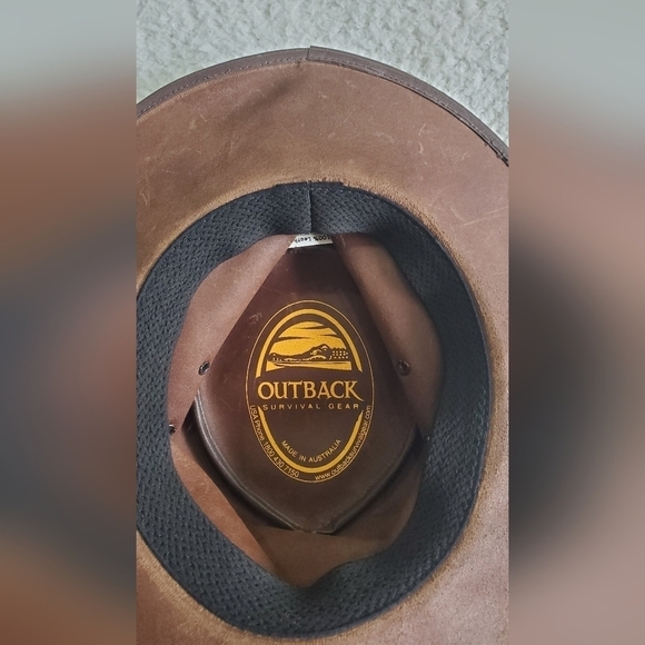 OUTBACK Survival gear Vintage Leather Brown Western unsix  Hat - Picture 6 of 14